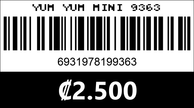 Código de barras de YUM YUM MINI 9363
