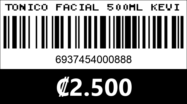 Código de barras de TONICO FACIAL 500ML KEVIN Y COCO