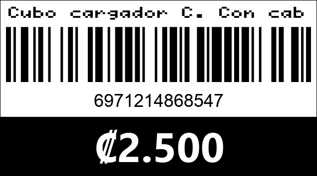 Código de barras de Cubo cargador C. Con cable. WC-16. 30W