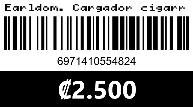 Código de barras de Earldom. Cargador cigarrera doble USB. Tipo C