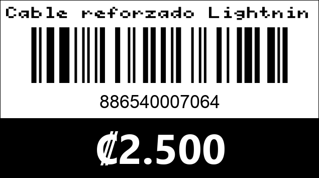 Código de barras de Cable reforzado Lightning 1.8m. Argom Tech