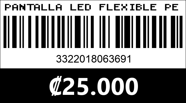 Código de barras de PANTALLA LED FLEXIBLE PERVOI CTC-954T 12CM X 59CM
