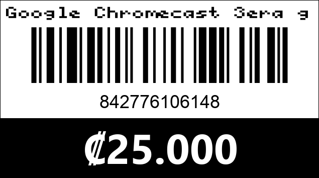 Código de barras de Google Chromecast 3era generación.