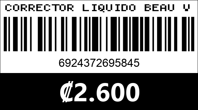 Código de barras de CORRECTOR LIQUIDO BEAU VISAGE 5895