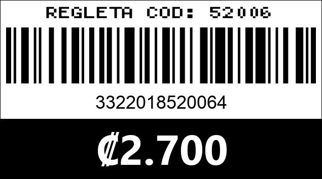 Código de barras de REGLETA COD: 52006