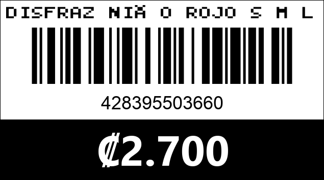 Código de barras de DISFRAZ NIÑO ROJO S M L (TALLA NIÑO)