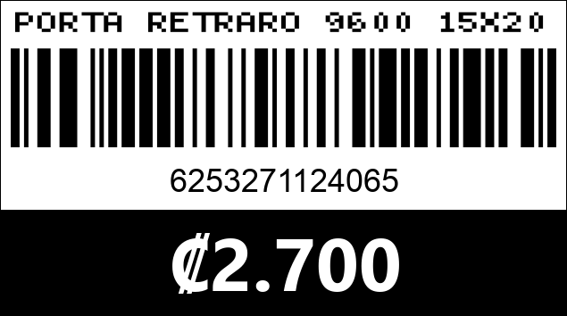 Código de barras de PORTA RETRARO 9600 15X20CM...