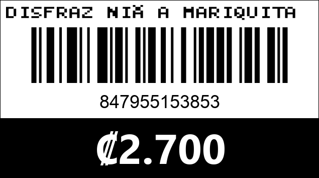 Código de barras de DISFRAZ NIÑA MARIQUITA S M L (TALLA NIÑA)