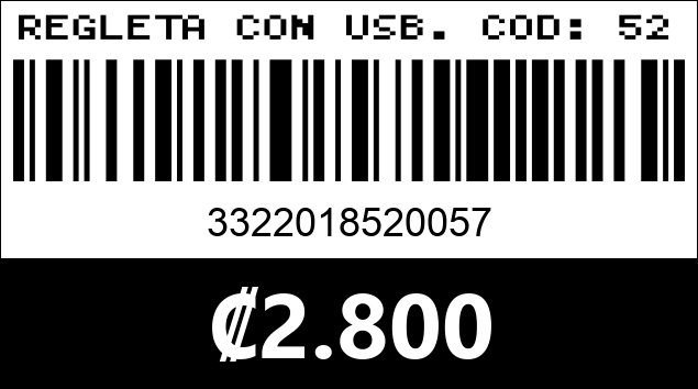 Código de barras de REGLETA CON USB. COD: 52005