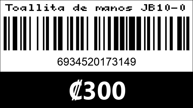 Código de barras de Toallita de manos JB10-009