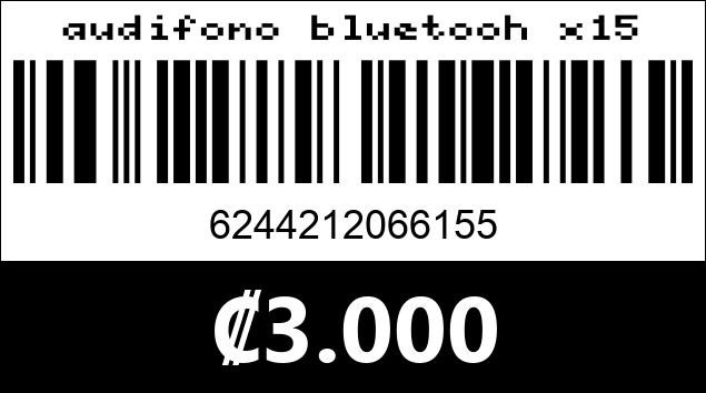Código de barras de audifono bluetooh x15