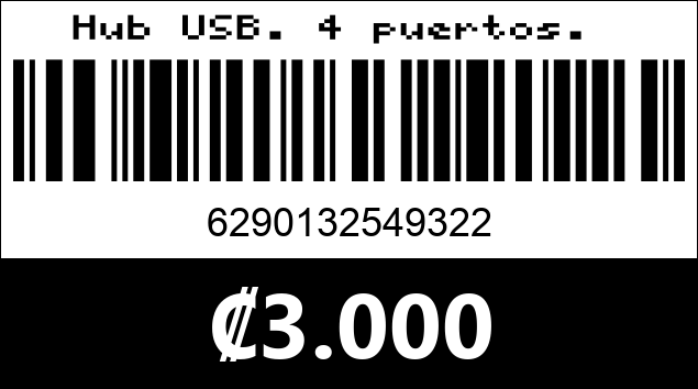 Código de barras de Hub USB. 4 puertos. 