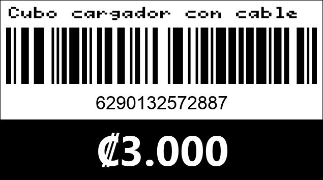 Código de barras de Cubo cargador con cable tipo C a C.