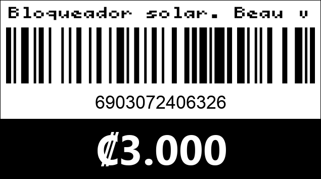 Código de barras de Bloqueador solar. Beau visage.