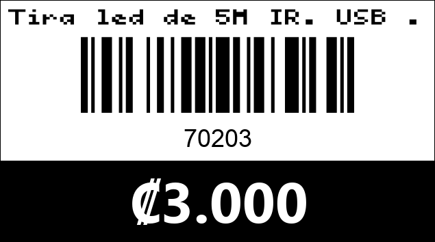 Código de barras de Tira led de 5M IR. USB . Código: 70203