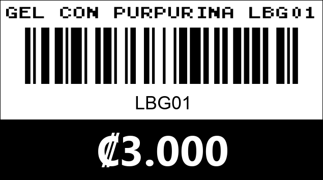 Código de barras de GEL CON PURPURINA LBG01