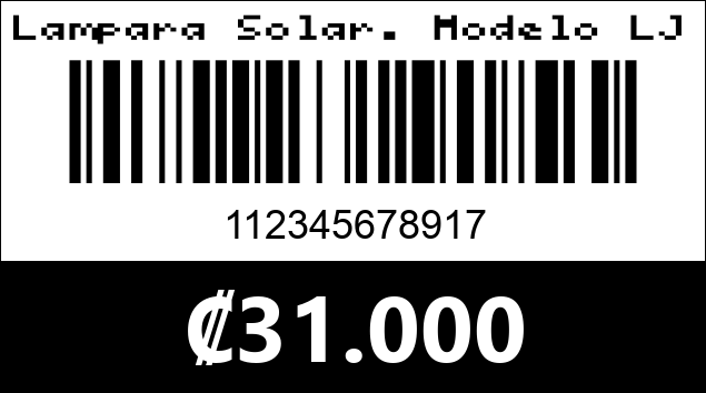 Código de barras de Lampara Solar. Modelo LJD-LJ-100W. 