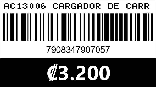 Código de barras de AC13006 CARGADOR DE CARRO NOVA PA036EBC001C 36W 1 PUERTO USB-C Y 1