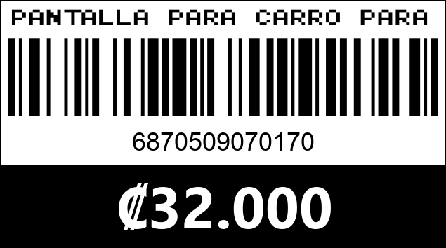 Código de barras de PANTALLA PARA CARRO PARA DASH 7". PERVOI CTC-7107B