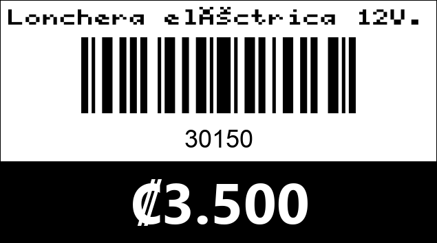 Código de barras de Lonchera eléctrica 12V.  