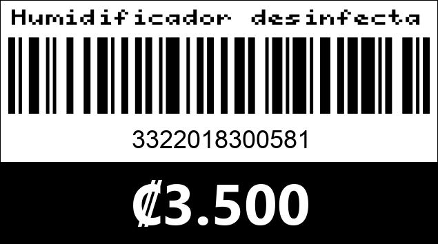 Código de barras de Humidificador desinfectante. 
