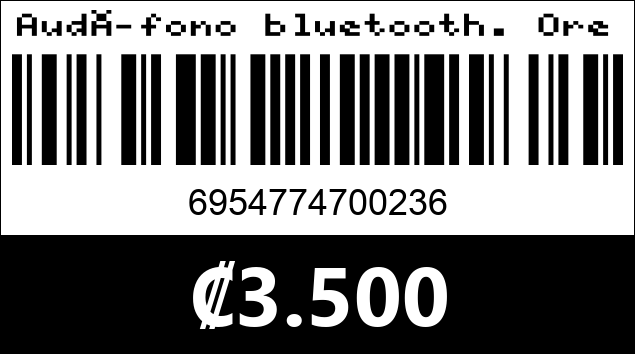 Código de barras de Audífono bluetooth. Oreja de gato. VIV-23M