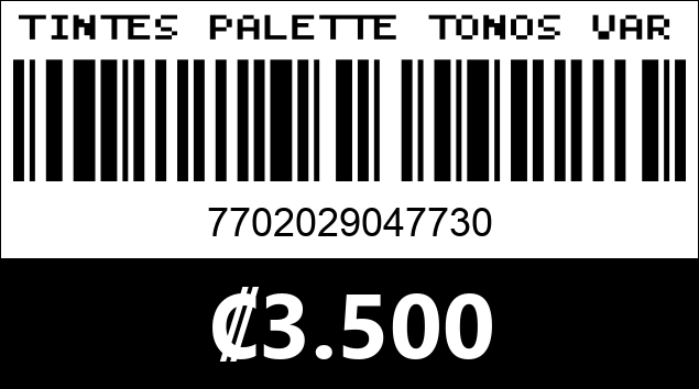 Código de barras de TINTES PALETTE TONOS VARIOS
