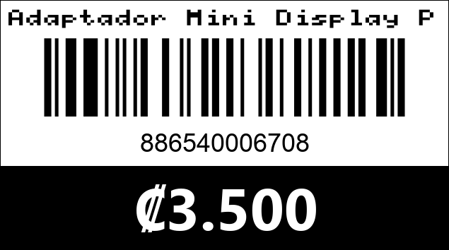 Código de barras de Adaptador Mini Display Port a DVI-I. Argom Tech