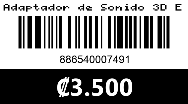 Código de barras de Adaptador de Sonido 3D Estéreo USB 2.0. Argom Tech