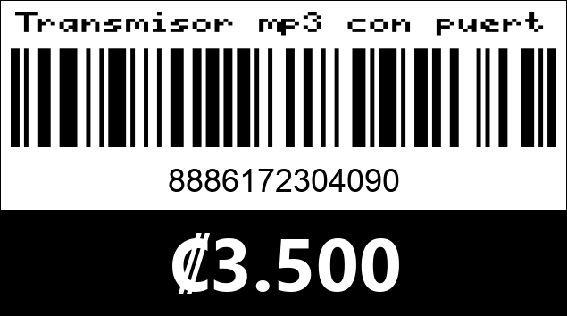 Código de barras de Transmisor mp3 con puerto USB X8.