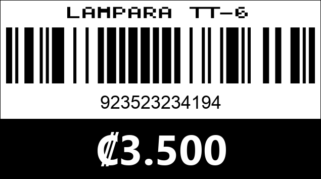 Código de barras de LAMPARA TT-6