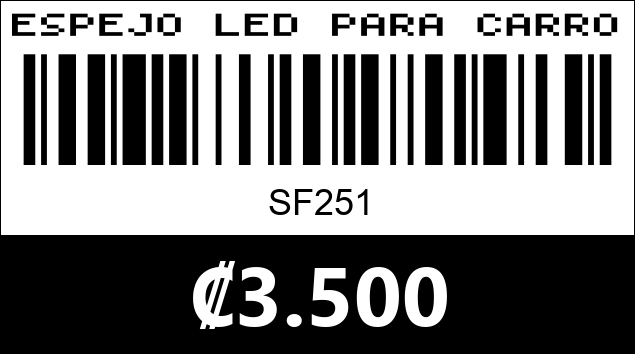 Código de barras de ESPEJO LED PARA CARRO