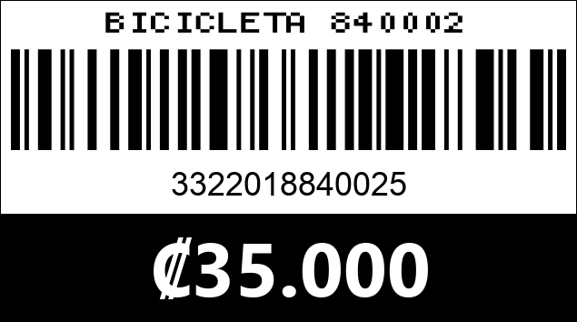 Código de barras de BICICLETA 840002