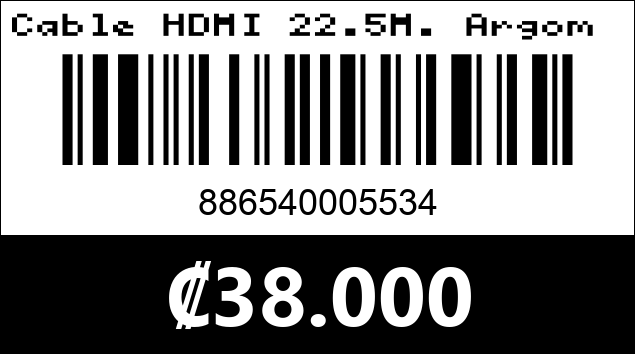 Código de barras de Cable HDMI 22.5M. Argom Tech. 
