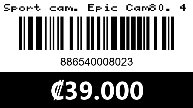 Código de barras de Sport cam. Epic Cam80. 4K ultra HD