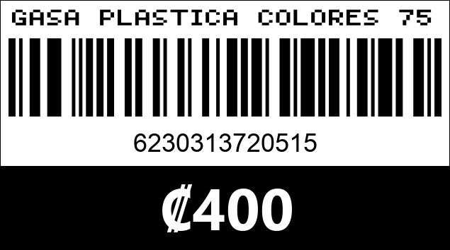 Código de barras de GASA PLASTICA COLORES 75PCS...
