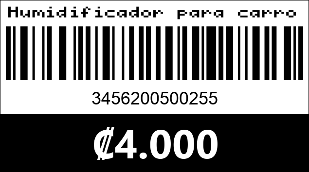 Código de barras de Humidificador para carro, . Color Celeste.