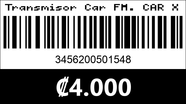 Código de barras de Transmisor Car FM. CAR X2