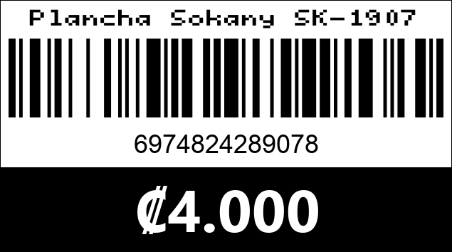 Código de barras de Plancha Sokany SK-1907