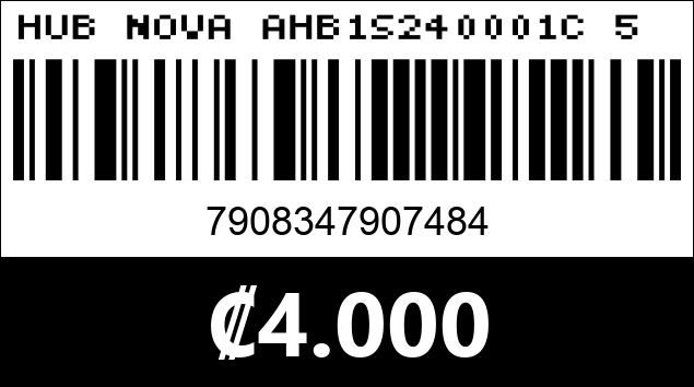 Código de barras de HUB NOVA AHB1S240001C 5 EN 1 USB-C 4 PUERTOS UBS-A 2.0 