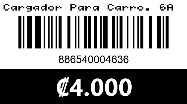 Código de barras de Cargador Para Carro. 6A 3USB PORTS. Argom Tech