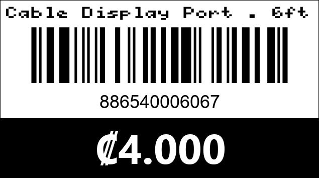 Código de barras de Cable Display Port . 6ft. 1.8m. Argom Tech.