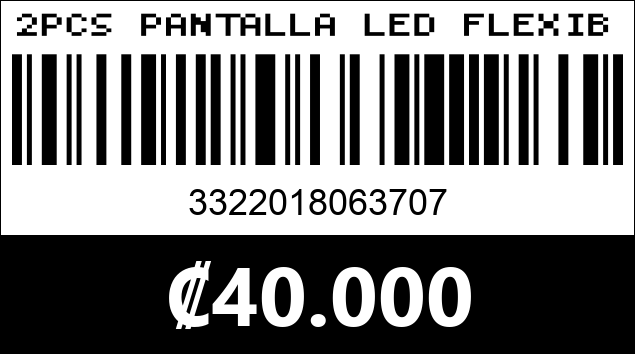 Código de barras de 2PCS PANTALLA LED FLEXIBLE 12CM X 59CM 