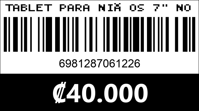 Código de barras de TABLET PARA NIÑOS 7" NODIZZ NPAD710. 2G-32G