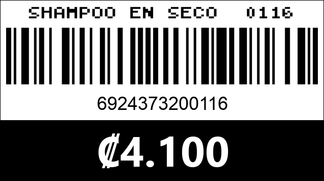 Código de barras de SHAMPOO EN SECO  0116