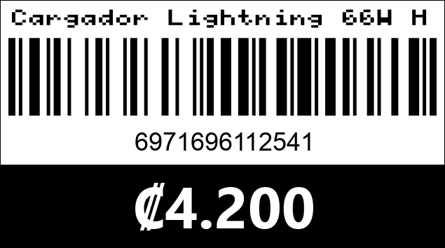 Código de barras de Cargador Lightning 66W HEYU