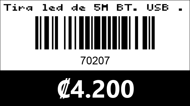 Código de barras de Tira led de 5M BT. USB . Código: 70207
