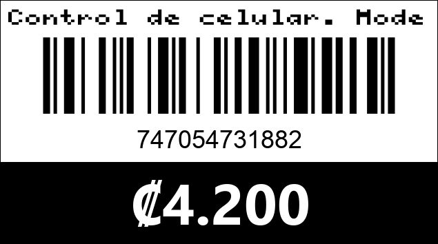 Código de barras de Control de celular. Modelo SP+  