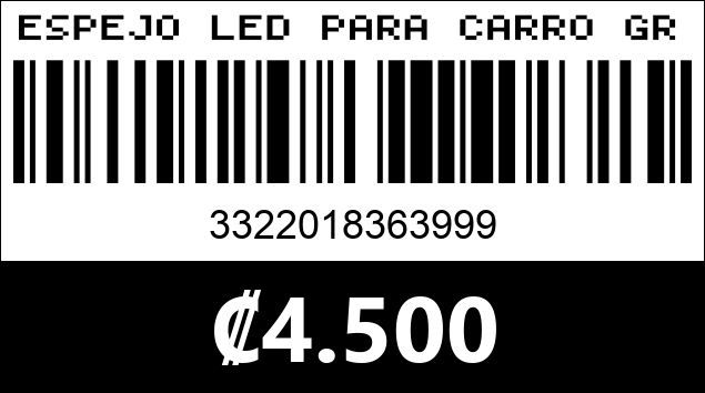Código de barras de ESPEJO LED PARA CARRO GRANDE 26CM X 13CM 