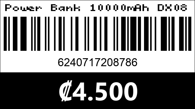 Código de barras de Power Bank 10000mAh DX08